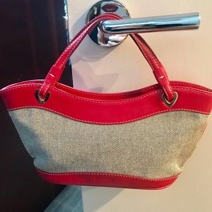 MOSCHINO CHEAP AND CHIC PURSE-canvas/red leather